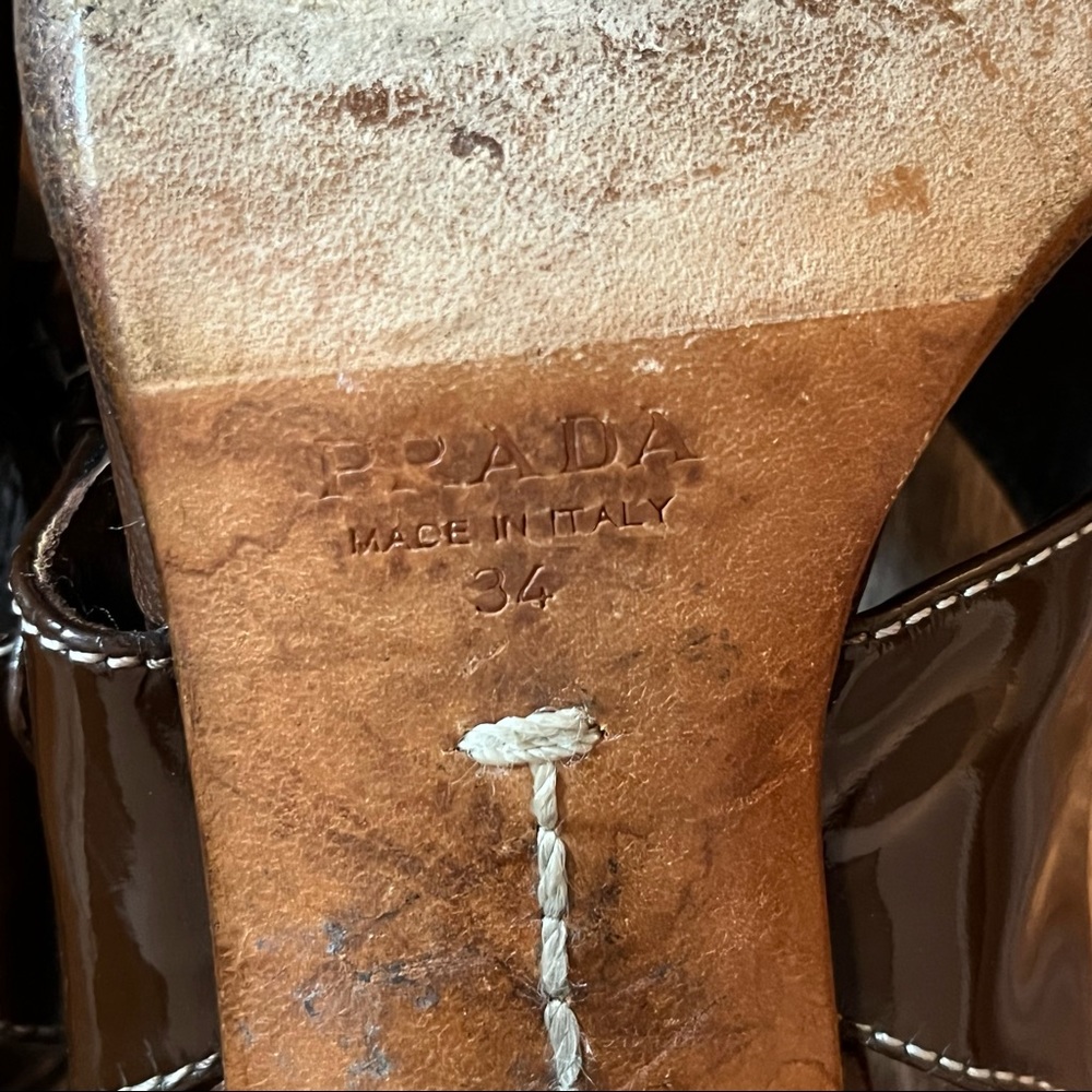 Prada Sandal Brown Spazzolato Leather Crisscross Slingback size 34 - Picture 10 of 10